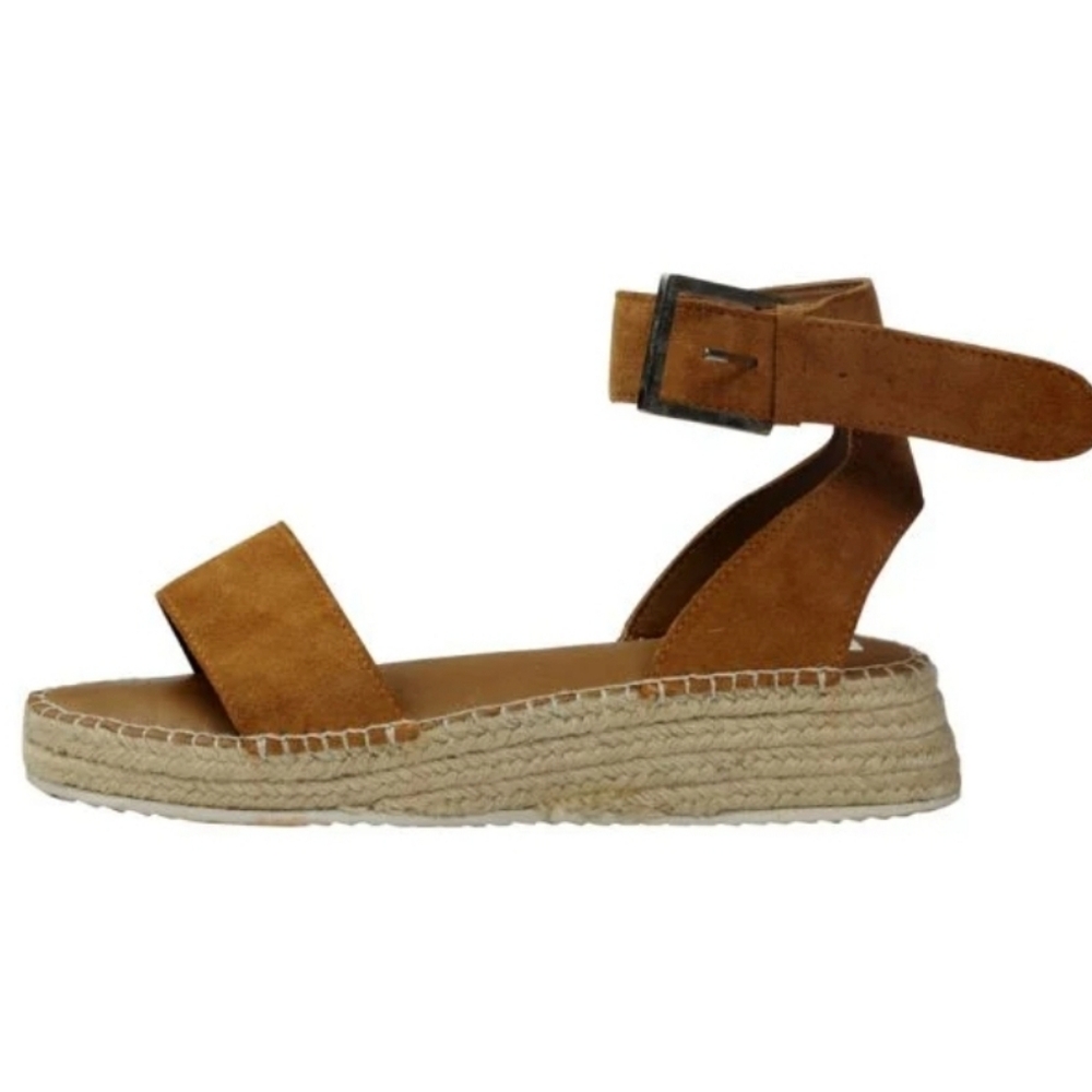 Myra Tan Mustard Suede Espadrille Ankle-Strap Sandals